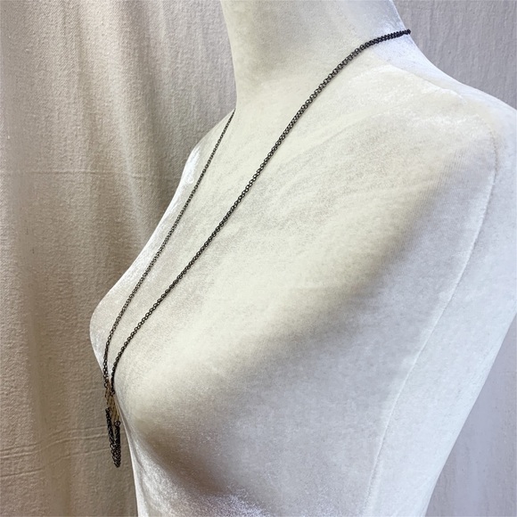 Mixed metal Grid pendant Necklace - Picture 2 of 4